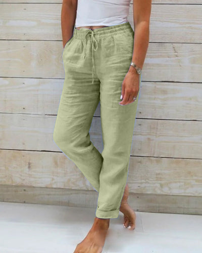 Kayla | Damenhose aus Baumwoll-Leinen mit elastischem Bund