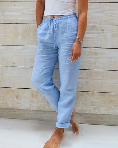Kayla | Damenhose aus Baumwoll-Leinen mit elastischem Bund