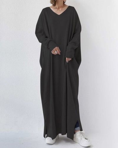 BONNIE - MODISCHES KLEID MIT LANGEN ÄRMELN UND V-AUSSCHNITT
