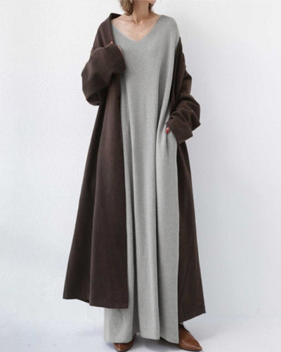 BONNIE - MODISCHES KLEID MIT LANGEN ÄRMELN UND V-AUSSCHNITT