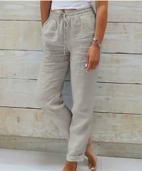 Kayla | Damenhose aus Baumwoll-Leinen mit elastischem Bund
