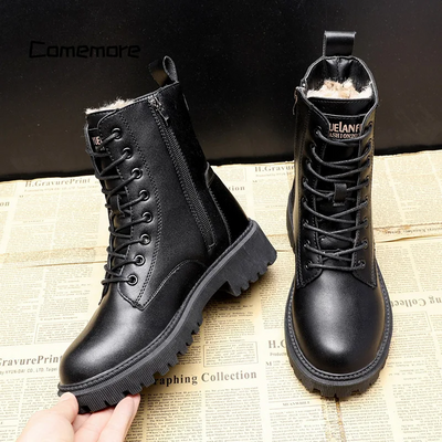 Andrea™ - Schwarze Winterstiefel aus Leder