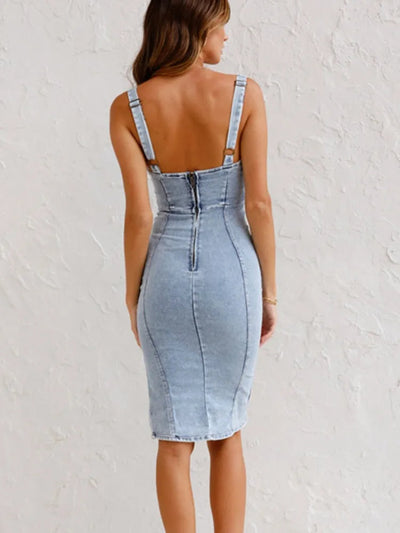 Jarra™ - Langes Kleid in A-Linie aus Denim