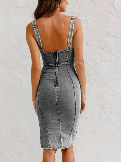 Jarra™ - Langes Kleid in A-Linie aus Denim